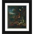 thumbnail image 1 of Johann Adalbert Angermayer 12x14 Black Ornate Wood Framed Double Matted Museum Art Print Titled: Landscape with Reptiles and Insects (1730-740), 1 of 5