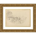 thumbnail image 1 of Johann Adam Klein 14x11 Gold Ornate Wood Frame and Double Matted Museum Art Print Titled - A Shady Arbor in the Valley of Gragnano (1820), 1 of 4