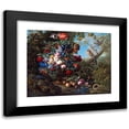 thumbnail image 1 of Johann Baptist Drechsler 14x12 Black Modern Framed Museum Art Print Titled - Great Flower Still Life with Birds (1799), 1 of 5