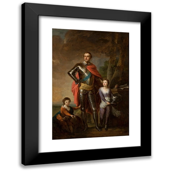 Johann Baptist von Lampi the Elder 17x24 Black Modern Framed Museum Art Print Titled - Franciszek Ksawery Branicki with His Sons, Aleksander and Władysław (circa 1790)