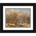 thumbnail image 1 of Johann Bernhard Klombeck 14x11 Black Ornate Wood Framed Double Matted Museum Art Print Titled: Winter Time (1872), 1 of 5