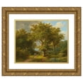 thumbnail image 1 of Johann Bernhard Klombeck 18x15 Gold Ornate Wood Frame and Double Matted Museum Art Print Titled - Wooded Landscape with Peasant Couple Returning Home, 1 of 4