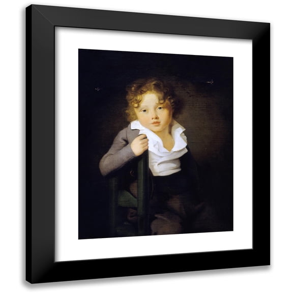 Johann Bernhard Scheffer 12x14 Black Modern Framed Museum Art Print Titled - Portrait of Ary Scheffer Child (1800)
