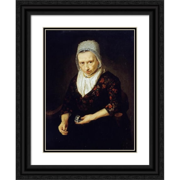 Johann Bernhard Scheffer 14x18 Black Ornate Wood Framed Double Matted Museum Art Print Titled - Old Woman