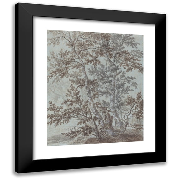 Johann Caspar Huber 12x14 Black Modern Framed Museum Art Print Titled - A Stand of Birch Trees