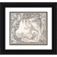thumbnail image 1 of Johann Caspar Huber 22x20 Black Ornate Framed Double Matted Museum Art Print Titled: Mountainous Landscape with Ruins of a Castle and Three Men in a Cave, Seen Through a Stone Gate, 1 of 5