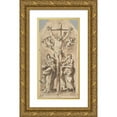 thumbnail image 1 of Johann Christophorus Storer 9x14 Gold Ornate Wood Frame and Double Matted Museum Art Print Titled - Christ on the Cross Between Mary and Saint John (1620-71), 1 of 4