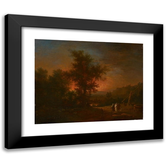 Johann Conrad Seekatz 14x12 Black Modern Framed Museum Art Print Titled - On the Way to Emmaus