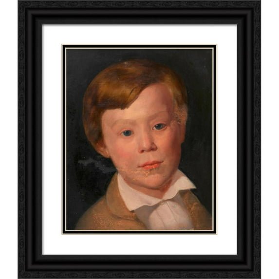 Johann Erlinger 15x18 Black Ornate Wood Framed Double Matted Museum Art Print Titled - Moritz Staub as a Boy (University Professor of Botany) (1848)