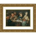 thumbnail image 1 of Johann Georg Platzer 24x18 Gold Ornate Framed and Double Matted Museum Art Print Titled - Card Player (As is a Trump Card) (1723-1728), 1 of 4