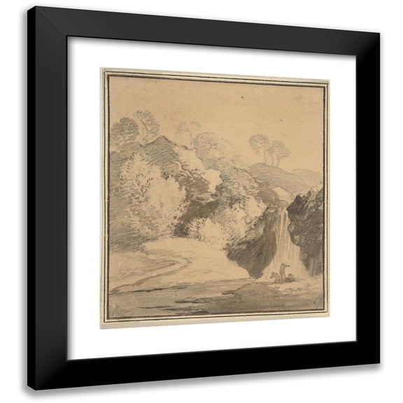 Johann Georg Wagner 12x14 Black Modern Framed Museum Art Print Titled - Cascade (1732-67)