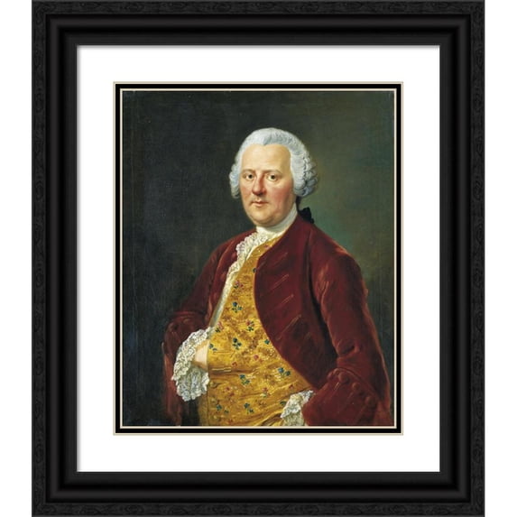 Johann Georg Ziesenis 15x18 Black Ornate Wood Framed Double Matted Museum Art Print Titled - Portrait of Johann Maximilian Von Holzhausen (1758)