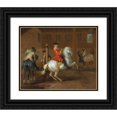 thumbnail image 1 of Johann Georg de Hamilton 18x15 Black Ornate Wood Framed Double Matted Museum Art Print Titled - A Cavalier on a Gray Horse in a Riding School, 1 of 5
