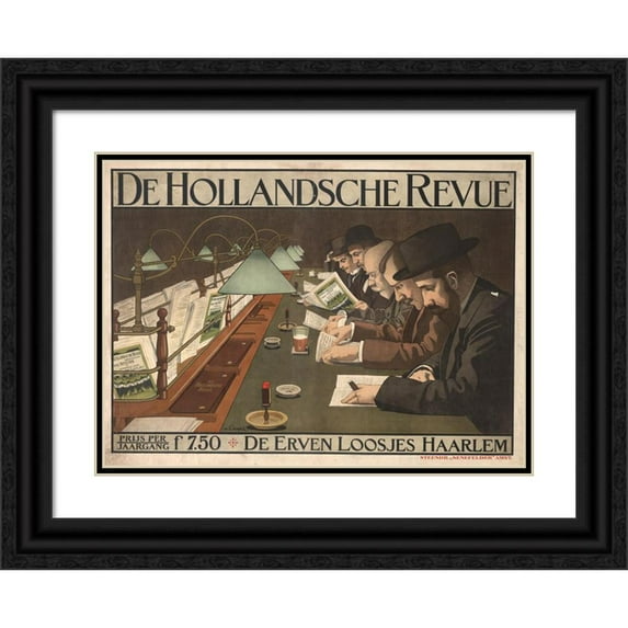 Johann Georg van Caspel 14x11 Black Ornate Wood Framed Double Matted Museum Art Print Titled: De Hollandsche Revue (1910)