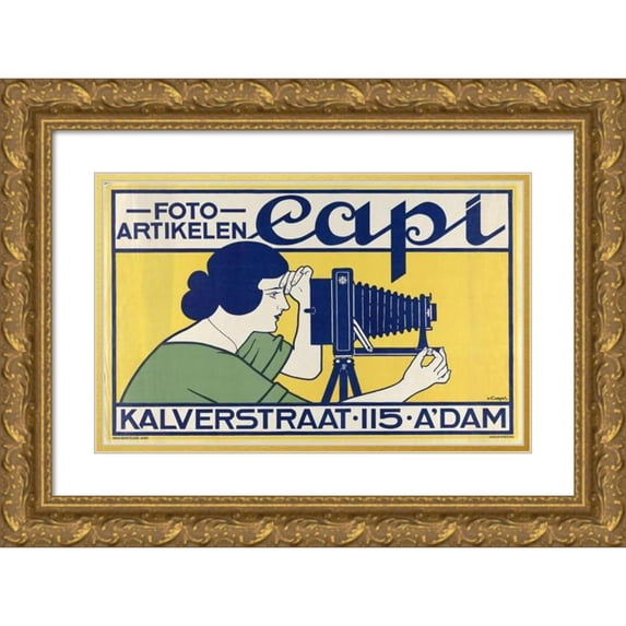 Johann Georg van Caspel 18x13 Gold Ornate Wood Frame and Double Matted Museum Art Print Titled - Photo Articles Capi, Kalverstraat 115 Amsterdam (C. 1899)