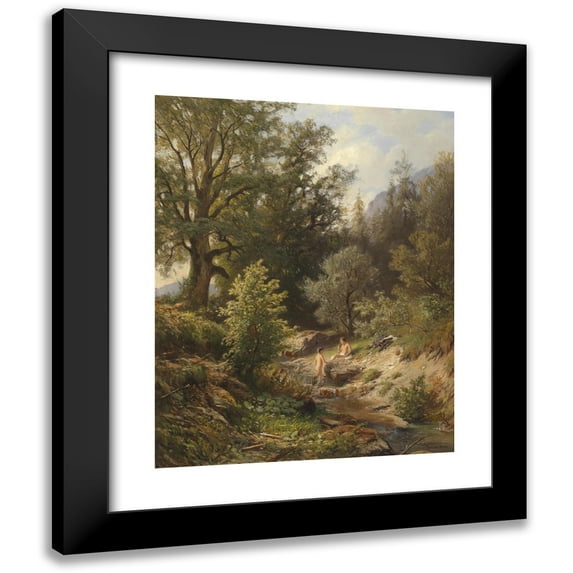 Johann (Giovanni) Varrone 15x18 Black Modern Framed Museum Art Print Titled - Bavarian Boys on the Banks of the Bach