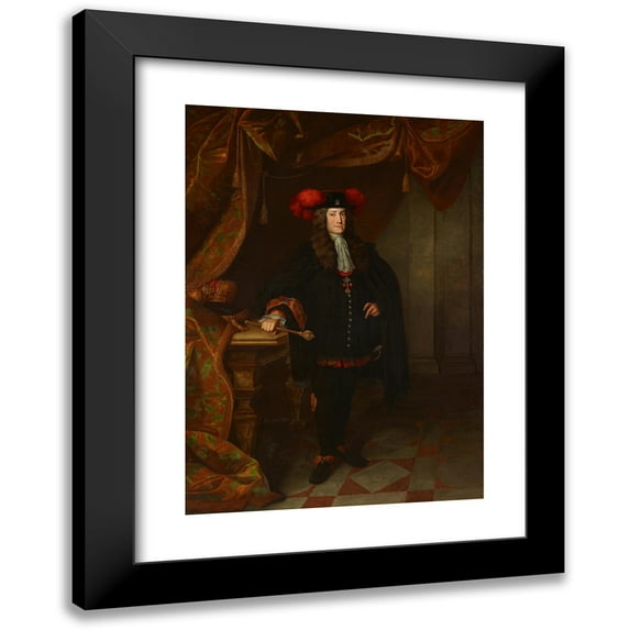 Johann Gottfried Auerbach 11x14 Black Modern Framed Museum Art Print Titled - Kaiser Karl Vi. (1730)