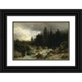 thumbnail image 1 of Johann Gottfried Steffan 18x13 Black Ornate Wood Framed Double Matted Museum Art Print Titled - Mountain Landscape (1866), 1 of 5