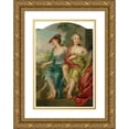 thumbnail image 1 of Johann Heinrich Keller 11x14 Gold Ornate Wood Frame and Double Matted Museum Art Print Titled - Double Portrait of Two Ladies as Sheperdess (1742), 1 of 4