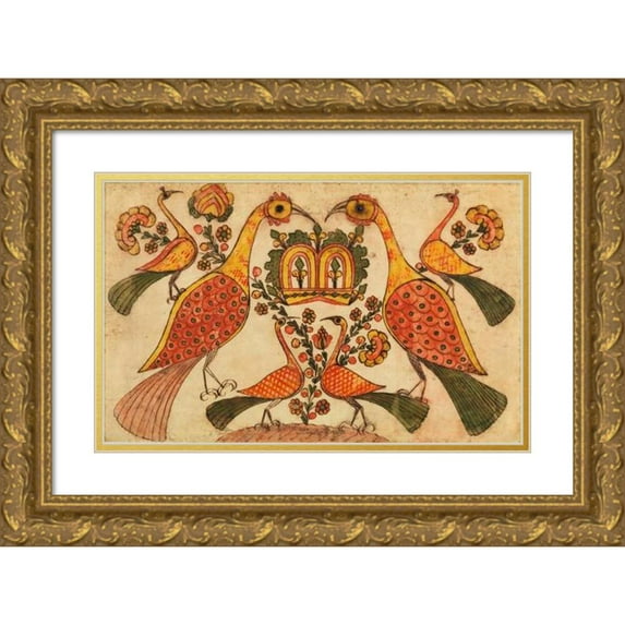 Johann Heinrich Otto 18x13 Gold Ornate Wood Frame and Double Matted Museum Art Print Titled - Fracture Motifs (C. 1780)