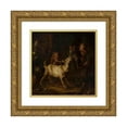 thumbnail image 1 of Johann Heinrich Roos 12x12 Gold Ornate Wood Frame and Double Matted Museum Art Print Titled - Children Feeding Goats, 1 of 4