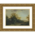 thumbnail image 1 of Johann Heinrich Wüest 24x18 Gold Ornate Framed and Double Matted Museum Art Print Titled - Landscape with Fishermen, Shepherds and Cattle, 1 of 4