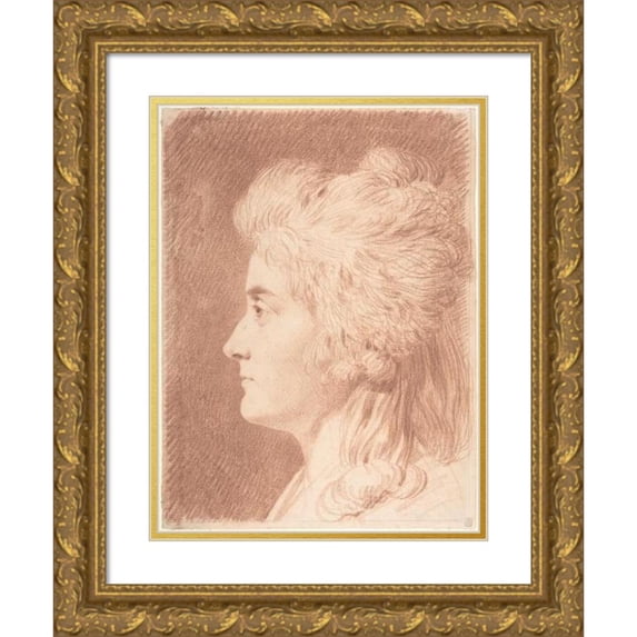 Johann Heinrich Wilhelm Tischbein 12x14 Gold Ornate Wood Frame and Double Matted Museum Art Print Titled - Profile Portrait of Miss Wieling (Late 18th-19th Century)