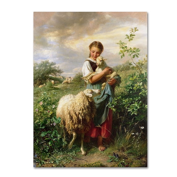 Trademark Fine Art Johann Hofner The Shepherdess 1866 Canvas Wall Art - 35x47