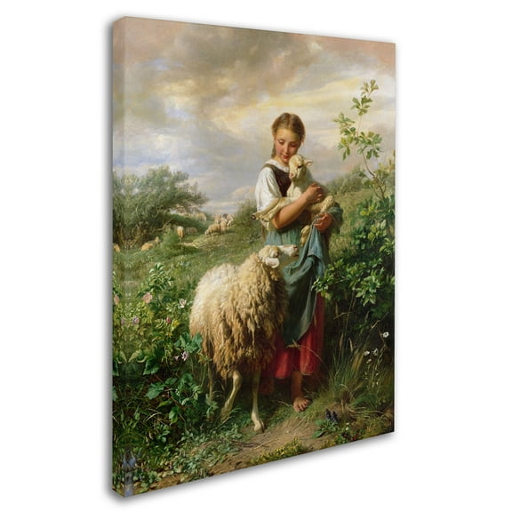 Trademark Fine Art Johann Hofner The Shepherdess 1866 Canvas Wall Art - 24x32