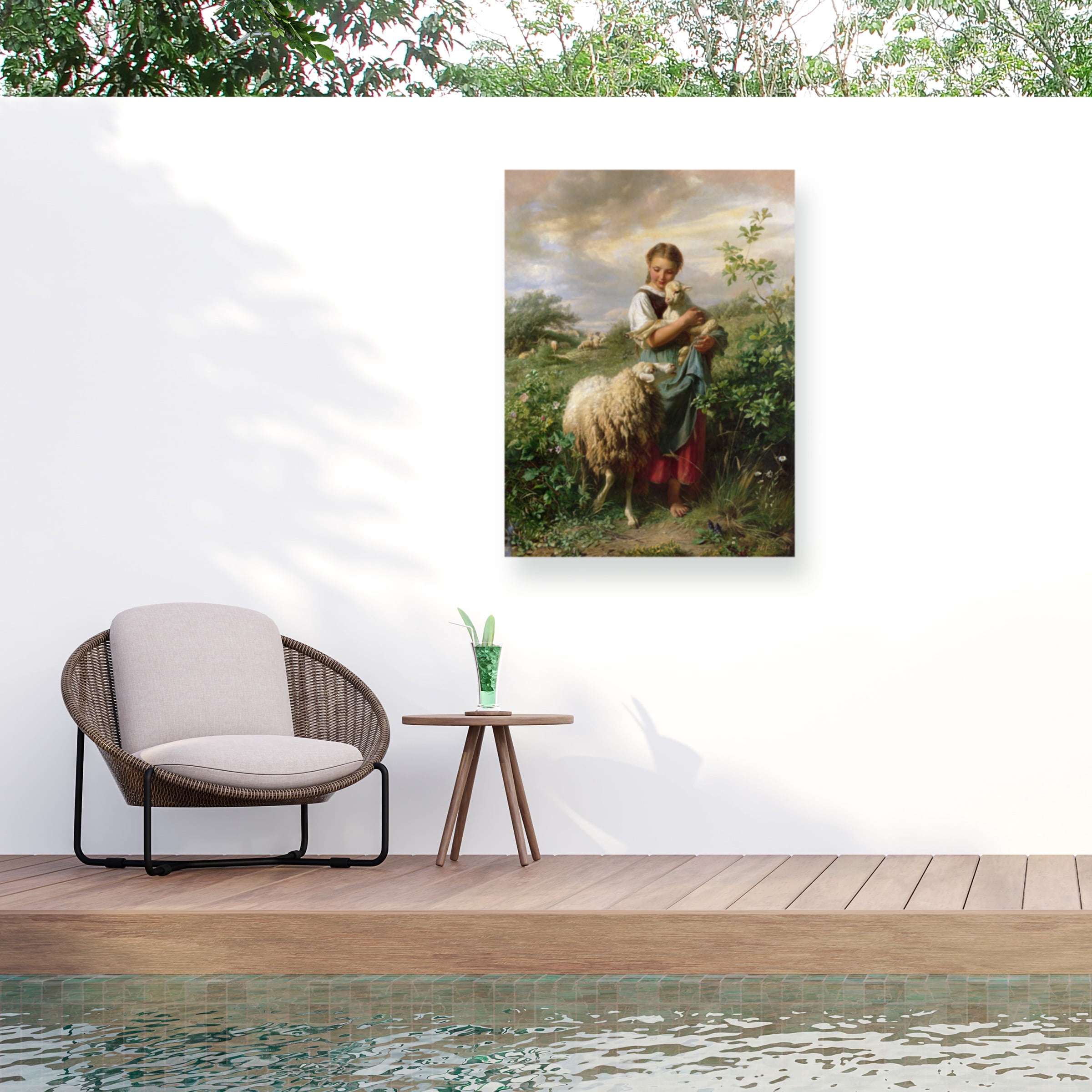 Johann Hofner 'The Shepherdess 1866' Outdoor All-Weather Wall Decor