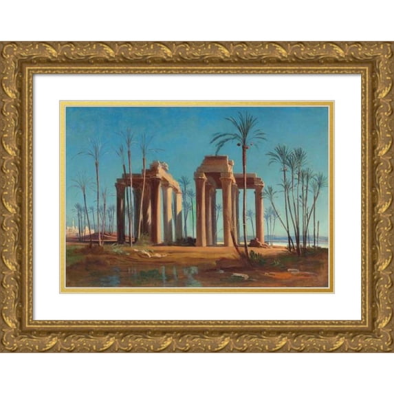Johann Jakob Frey 24x18 Gold Ornate Framed and Double Matted Museum Art Print Titled - A View of Anteopolis