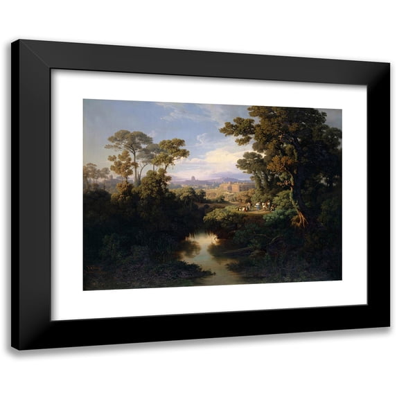 Johann Jakob Frey 24x19 Black Modern Framed Museum Art Print Titled - From the Surroundings of Rome (1849)