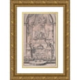 thumbnail image 1 of Johann Jakob Schübler 11x14 Gold Ornate Wood Frame and Double Matted Museum Art Print Titled - Design for a Funeral Monument (Preparatory Drawing for a Print) (1724-41), 1 of 4