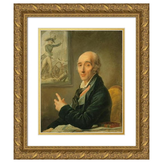 Johann-Julius Heinsius 15x18 Gold Ornate Wood Frame and Double Matted Museum Art Print Titled - Portrait of Pierre-Francois-Charles Augereau (1757-1816), Marshal of France, Duke of Castiglio