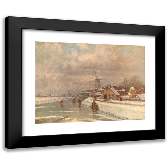 Johann Jungblut 24x19 Black Modern Framed Museum Art Print Titled - Fun on the Ice