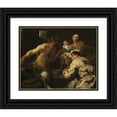 thumbnail image 1 of Johann Liss 14x12 Black Ornate Wood Framed Double Matted Museum Art Print Titled: The Satyr and the Peasant (Possibly C. 1623-1626), 1 of 5