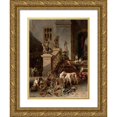 thumbnail image 1 of Johann Matthias Ranftl 19x24 Gold Ornate Framed and Double Matted Museum Art Print Titled - The Hunting Prey (1851), 1 of 4