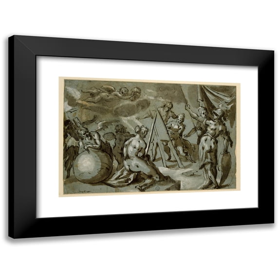 Johann Melchior Bocksberger the younger 24x17 Black Modern Framed Museum Art Print Titled - Apelle Paints Venus
