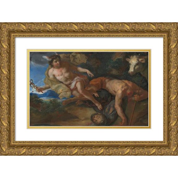 Johann Michael Rottmayr 24x17 Gold Ornate Framed and Double Matted Museum Art Print Titled - Mercury Rescues the Disguised Io After Beheading Argus (C. 1690-95)