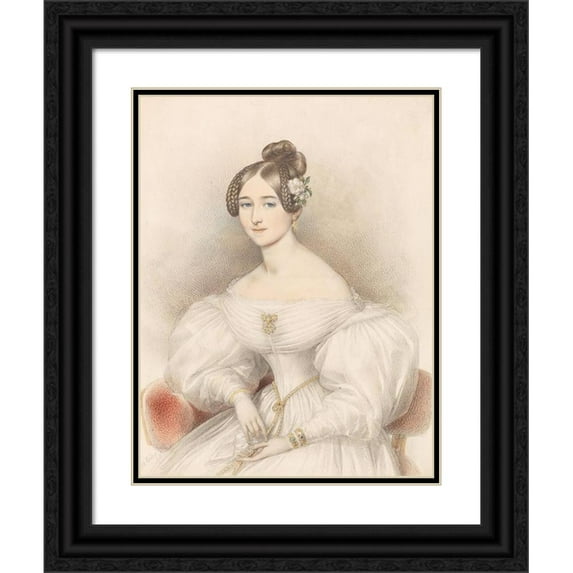 Johann Nepomuk Ender 15x18 Black Ornate Wood Framed Double Matted Museum Art Print Titled - Portrait of a Young Lady (1834)