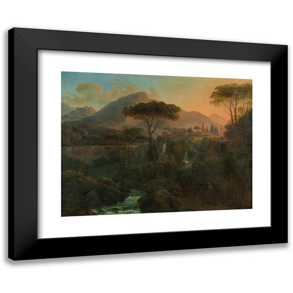 Johann Nepomuk Schödlberger 24x19 Black Modern Framed Museum Art Print Titled - Villa Gregoriana, Tivoli (1843)