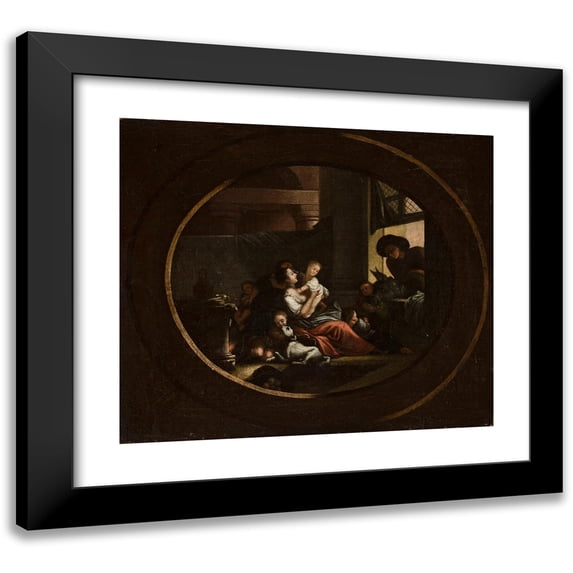 Johann Niedermann 14x12 Black Modern Framed Museum Art Print Titled - Family Scene in an Interior (1783)