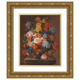 thumbnail image 1 of Johann Oberer 12x14 Gold Ornate Wood Frame and Double Matted Museum Art Print Titled - A Bouquet of Flowers with a Bird's Nest,, 1 of 4