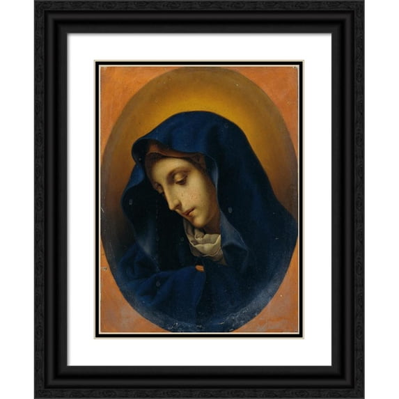 Johann Peter Krafft 11x14 Black Ornate Wood Framed Double Matted Museum Art Print Titled: Madonna (1840-1850)