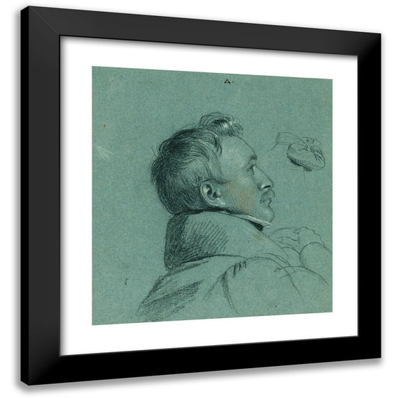 Johann Peter Krafft 12x13 Black Modern Framed Museum Art Print Titled - Head Study on 'Return of Emperor Franz from Pressburg' (Before 1828)