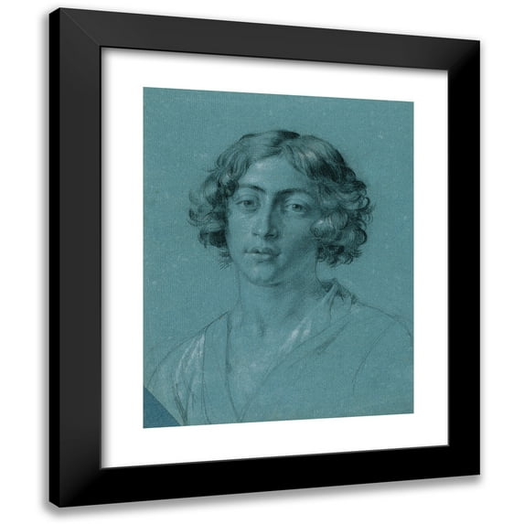 Johann Peter Krafft 12x14 Black Modern Framed Museum Art Print Titled - Portrait Study for 'David with the Main Goliaths' (Before 1852)