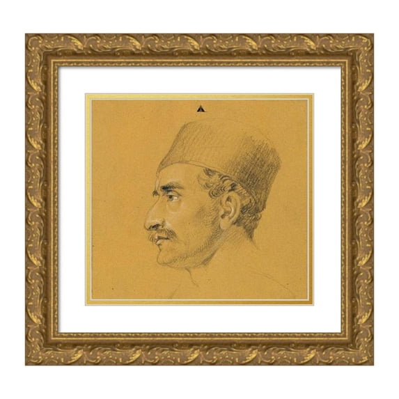 Johann Peter Krafft 13x12 Gold Ornate Wood Frame and Double Matted Museum Art Print Titled - Portrait Study on the 'Failure of Nikolaus Zrinys Before the Fortress of Szigeth' (Before 1825)