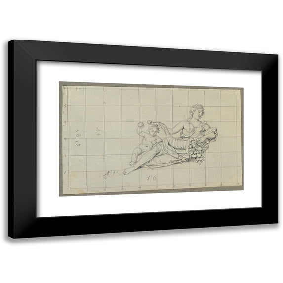Johann Peter Krafft 14x11 Black Modern Framed Museum Art Print Titled - Fountain in the Peach Garden of the Upper Belveder (1850)