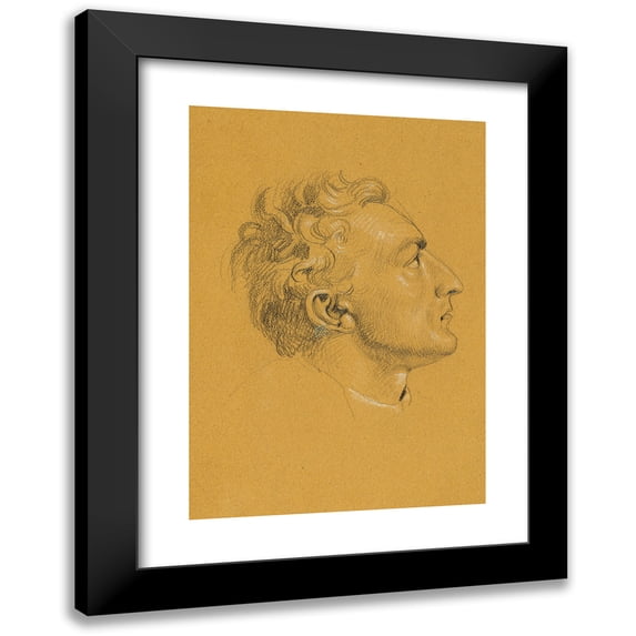 Johann Peter Krafft 14x18 Black Modern Framed Museum Art Print Titled - Head Study on 'Return of Emperor Franz from Pressburg' (Before 1828)