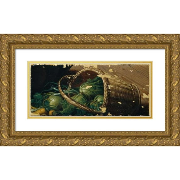 Johann Peter Krafft 14x8 Gold Ornate Wood Frame and Double Matted Museum Art Print Titled - Vegetable Basket (1816-1819)